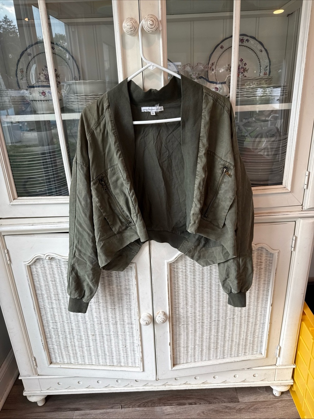 Young Fabulous & Broke Olive Cropped Bomber Jacket